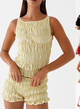 Women Leisure Vacation Seaside Sleeveless Navel Curled Vest