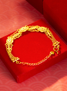 复古宫廷风设计镶嵌锆石手链花丝仿黄金手链女2026沙金直播