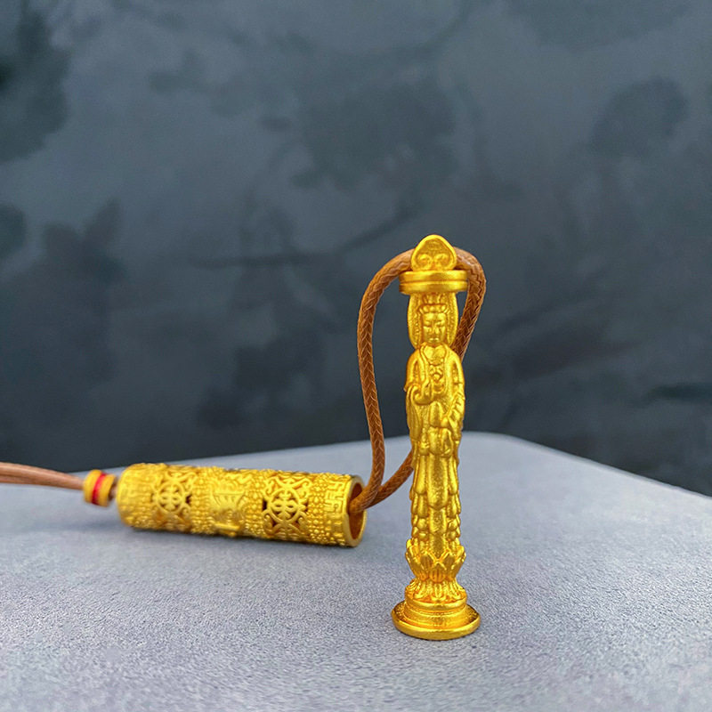 2026女款随身佛项链可伸缩镂空设计复古中式风首饰送女友老婆礼物