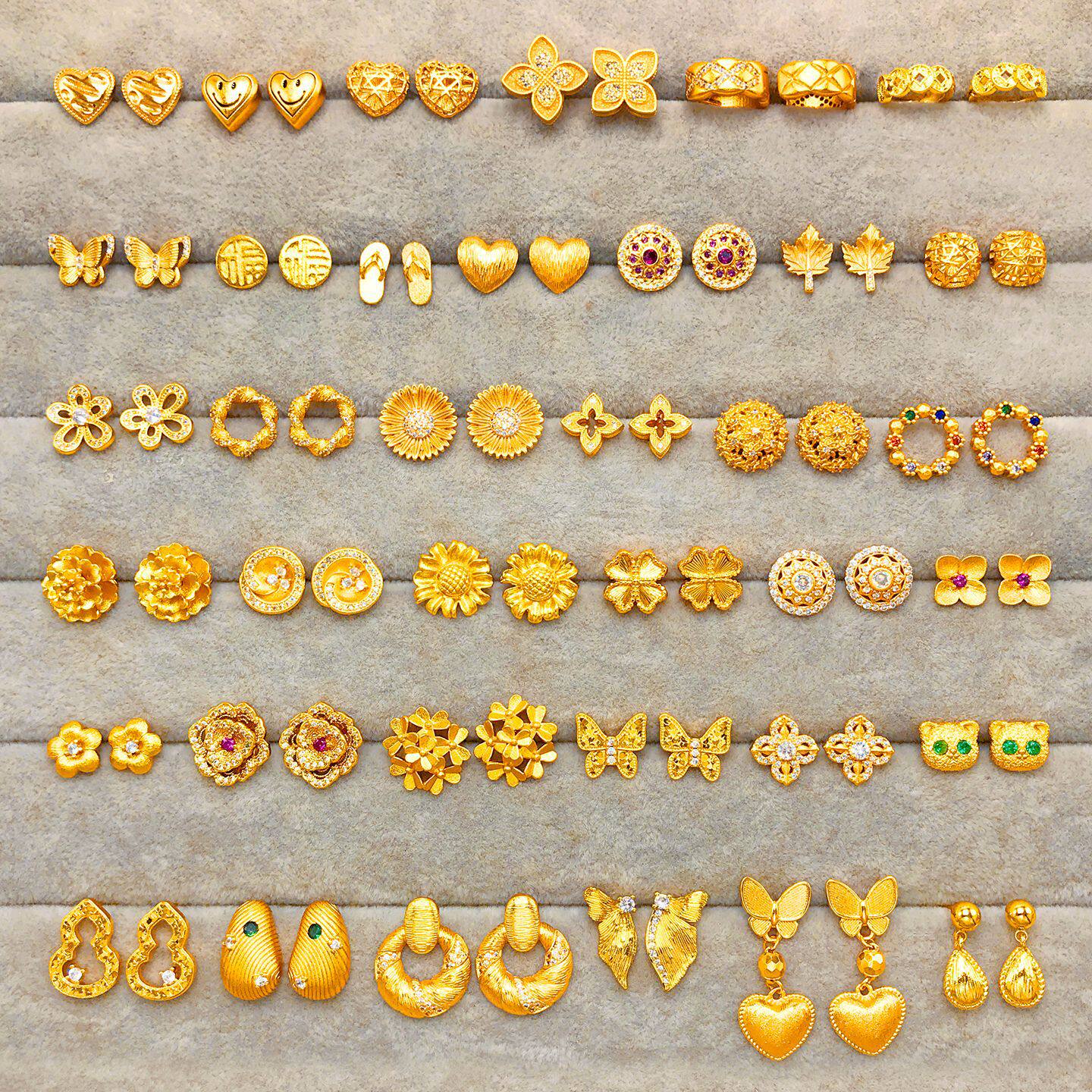 越南沙金耳钉女款爆闪镶钻高级感轻奢气质蝴蝶耳环耳饰送女友礼物