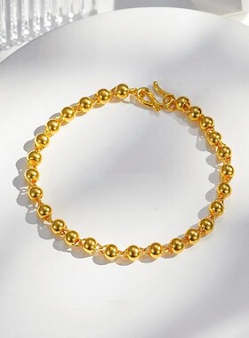 6mm佛珠沙金圆珠手链饰品简约时尚珠子手饰2026女沙金光面转运珠