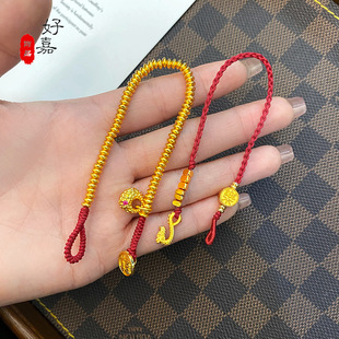 金店同款小金坨碎金子红绳手链镀金复古简约设计款叠戴手串女