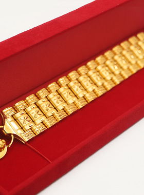 2025黄铜镀沙金男款越南沙金手链精美太阳花纹满天星仿金工艺手串