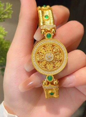 2025新款女士灵动八宝罗盘金色手链双扣手表链时尚复古国奢华手环