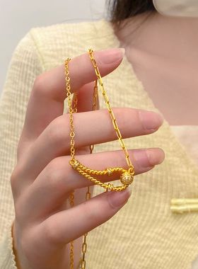 金店同款镶钻马蹄扣一体项链时尚百搭轻奢女伴手礼物高档首饰