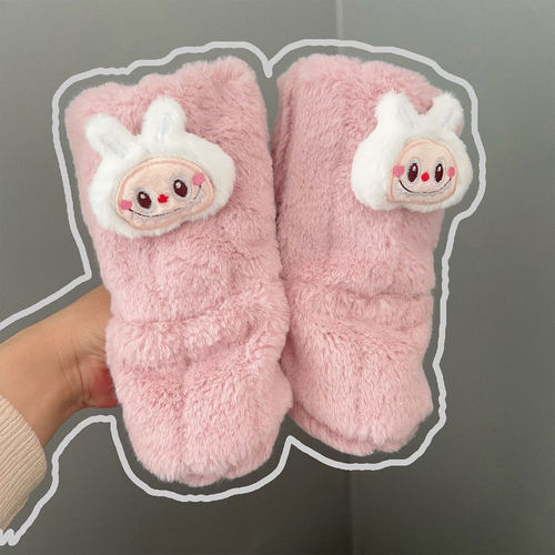 婴儿秋冬加绒加厚拉布布毛毛袜套
