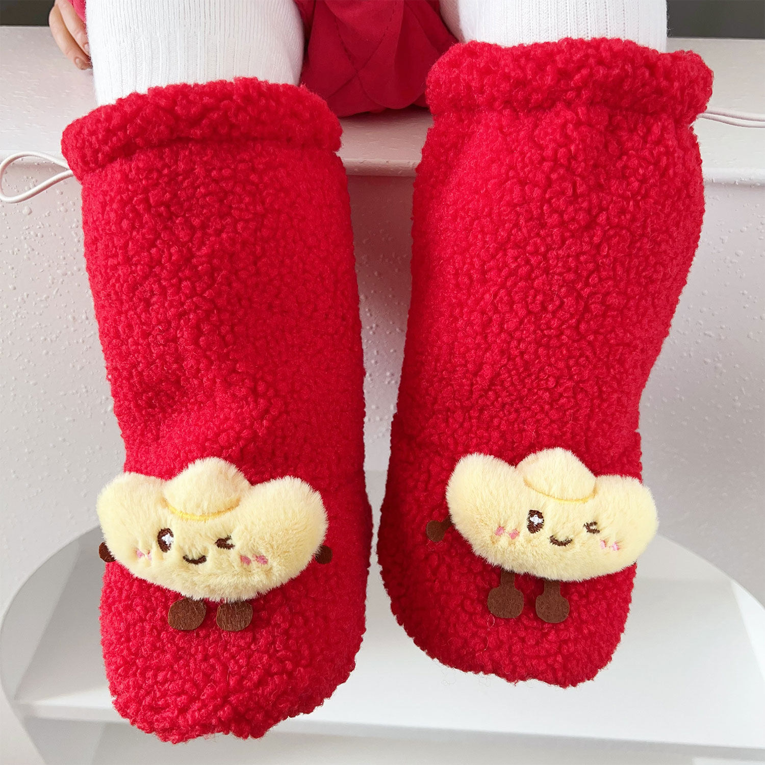 婴儿新款红色喜庆新年袜套男女宝宝卡通加厚保暖宝宝袜子Z477