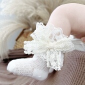 婴儿蕾丝蝴蝶结公主袜女宝宝夏季 薄款 透气网眼袜蕾丝甜美416