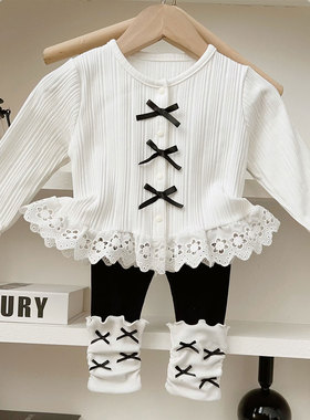 女童长袖t恤春秋装新款儿童打底衫女宝宝甜美蝴蝶结开衫外套Z765