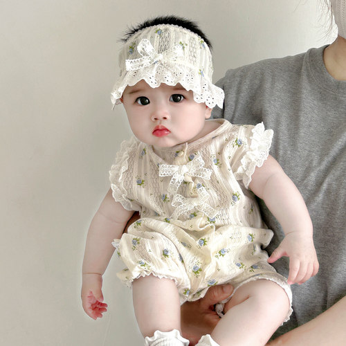 婴幼儿提花透气孔短爬
