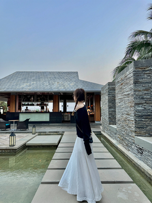 SHARLENE慵懒A字天丝亚麻半裙