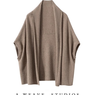 设计师大作~气质入骨A规baby100%纯山羊绒针织开衫女宽松毛衣外套