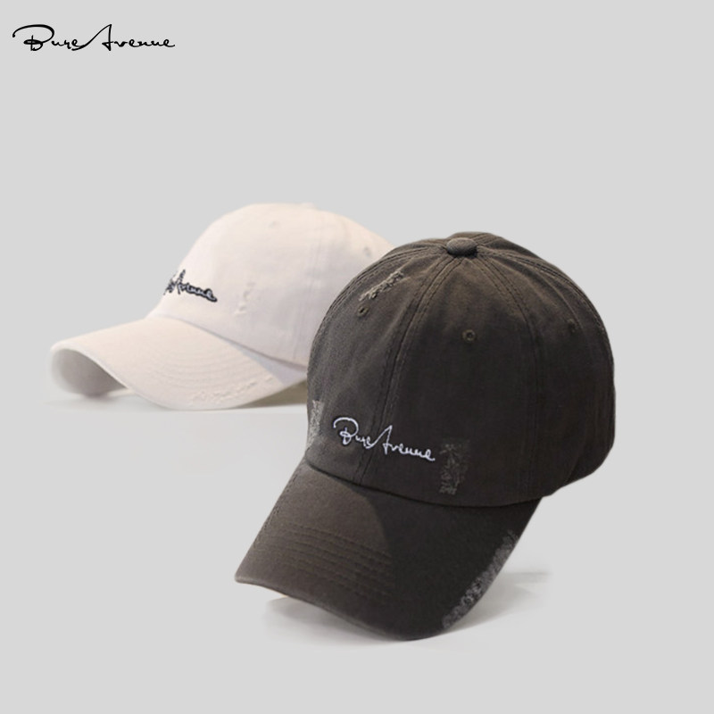 TRENDY BRAND BURE AVENUE DUCK TONGUE HAT INTERNET CELEBRITY SUNSCREEN 2024 SUMMER SUNSHADE DISTRESSED RIPPED BASEBALL CAP INS