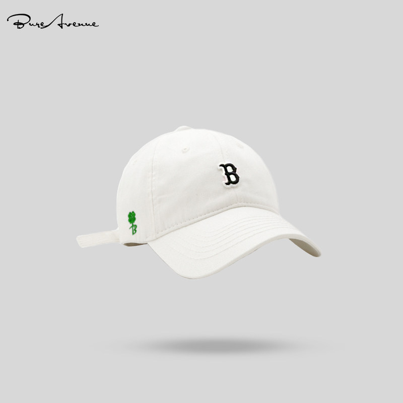 BURE AVENUE PEAKED HAT TRENDY BRAND B LETTER EMBROIDERY BASEBALL CAP DAY CASUAL HAT KOREAN CLOVER EMBROIDERY