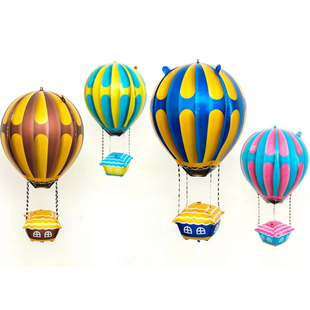 22寸自封口4D仿真热气球街卖摆摊飞天气球派对装 饰铝膜用品户外