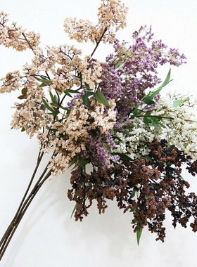 槐蕊仿真花假花摆设高粱南天竹花客厅干花紫色花艺造景摆件餐桌花