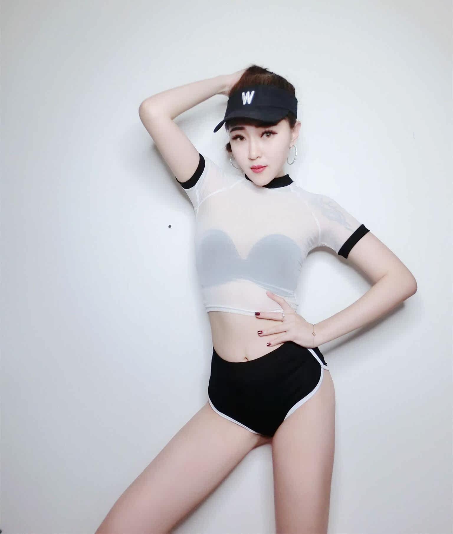 DS costume atmosphere dj Jazz Night show Lead dancer clothing Dance team white gogo new pattern perspective Mesh shirtin the Women's clothing/Boutique , Costume/National costume/Stage costumes , National costume/Costumes  category - from Buy2taobao.com to provide professional Taobao agent buy service
