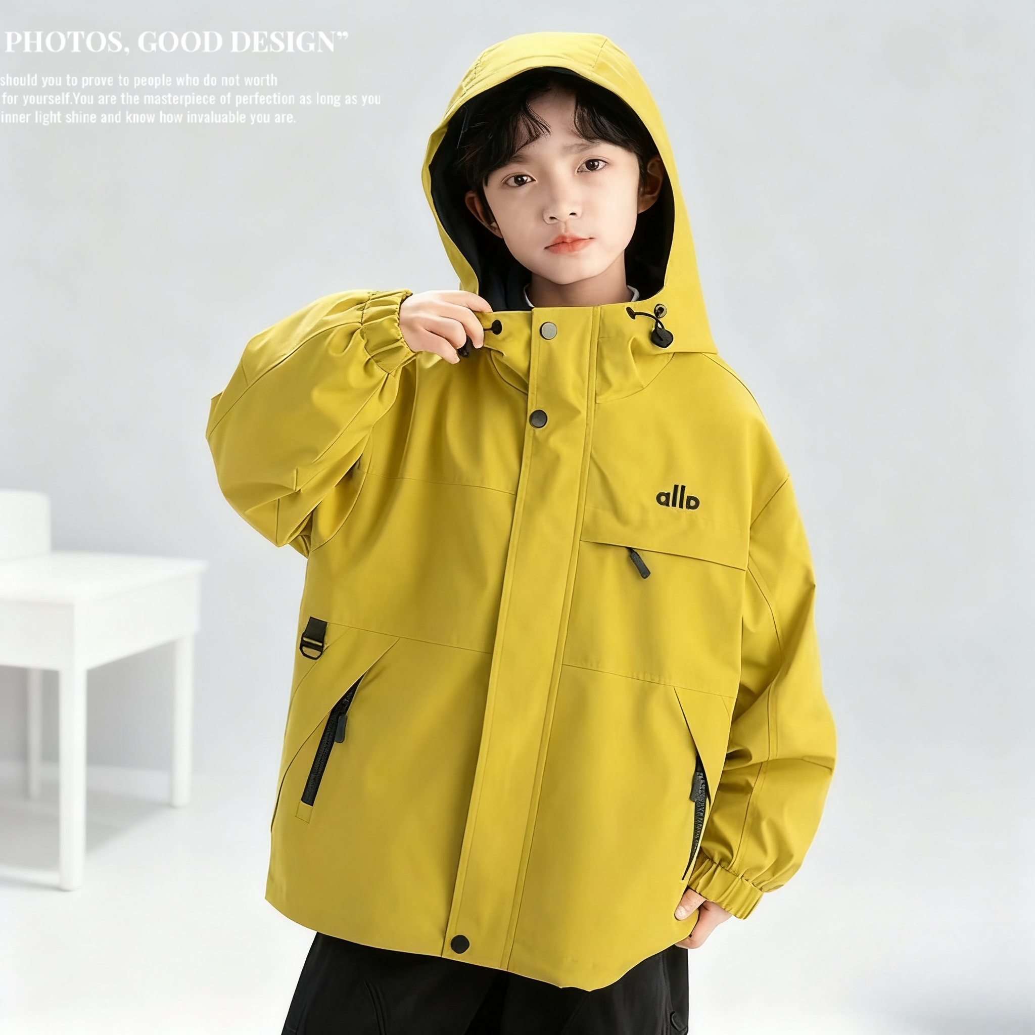 男童加厚外套冲锋衣三合一可拆卸