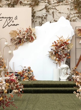 农村侘寂风户外庭院婚礼布置高清图片配套PSD制作图韩式婚礼乡村