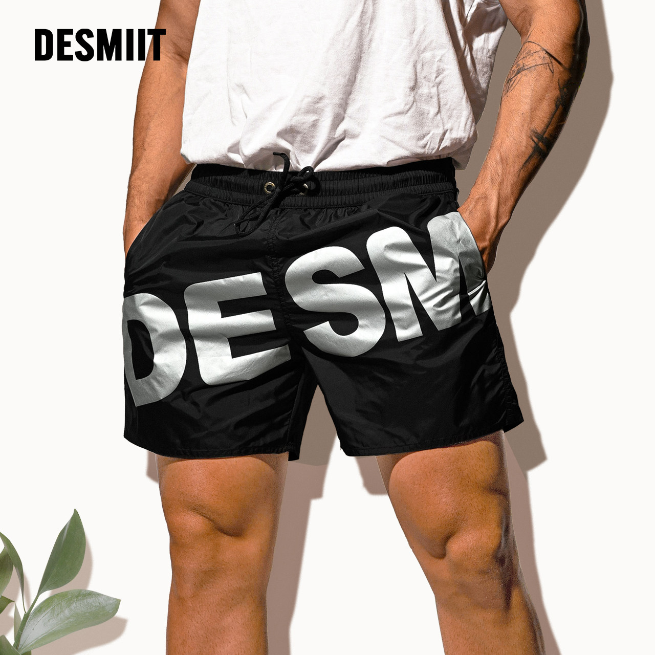 desmiit 男士宽松可下水沙滩裤夏季潮流速干轻薄泳裤印花运动短裤,运动/瑜伽/健身/球迷用品,沙滩裤,淘宝优惠券,粉丝福利购,淘宝优惠卷
