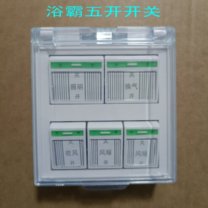 新款卫生间浴霸防水开关翻盖五开5合一双电机86型16A取暖明装暗装