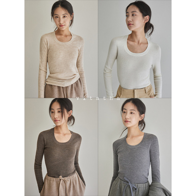 Vitatha番塔塔 「浮光」 秋冬德国扬子纱羊毛U圆领打底针织衫