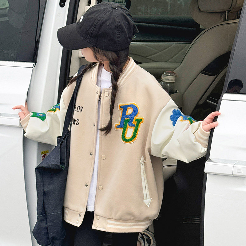 女童春季棒球服外套2026新款儿童立领休闲宽松开衫夹克衫百搭洋气