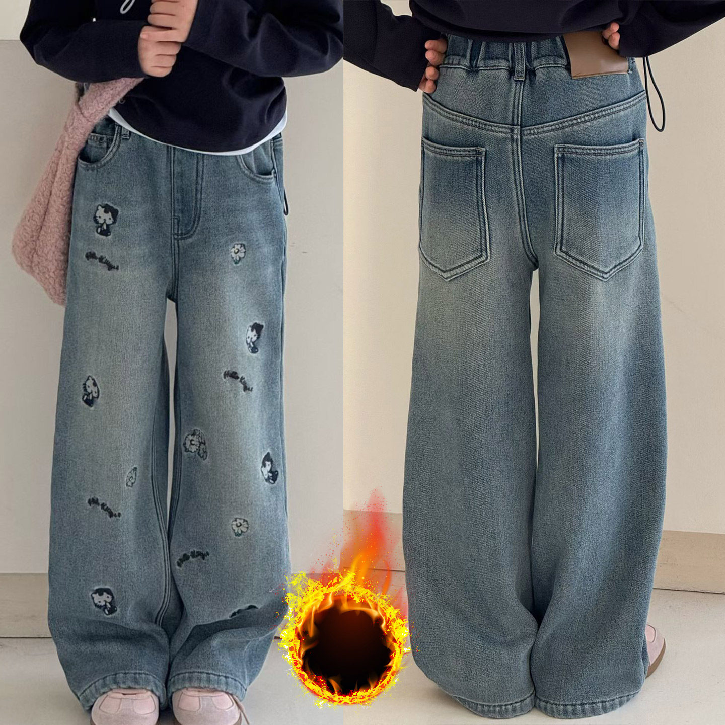 女童冬季加绒牛仔裤刺绣童装新款女孩长款加厚直筒裤儿童休闲裤子,童装/婴儿装/亲子装,儿童牛仔裤,淘宝优惠券,粉丝福利购,淘宝优惠卷