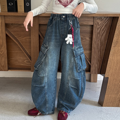 女童秋季牛仔弯刀裤百搭