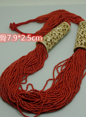 尼泊尔手工牛骨仿珊瑚树脂项链