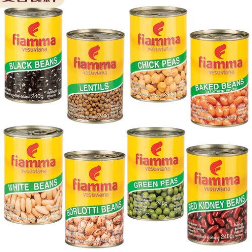 义大利进口茄汁焗豆来自Fiamma Beans的高蛋白黑豆青豌豆罐头 常