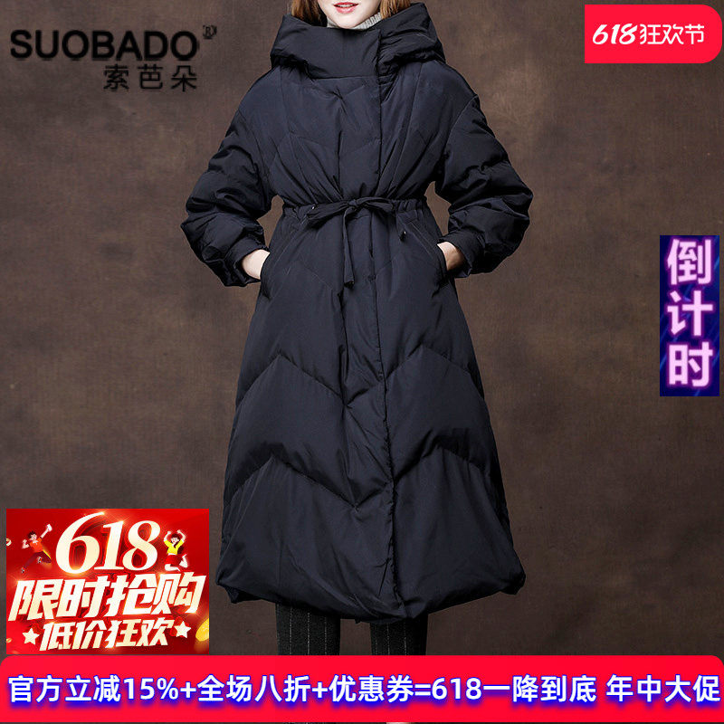 原创中长款冬装加厚羽绒服女2026反季特价高腰大码连帽宽松面包服