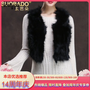 海宁2025秋冬新款 皮毛马甲 女貉子毛真皮皮草百搭马夹背心短款