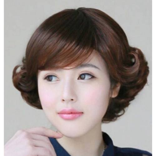 高温丝妈妈假发外翻翘短卷发