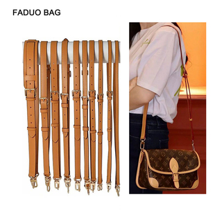 适用lv法棍包肩带可调节牛皮包带斜挎带替换杏黄细肩带单肩包背带