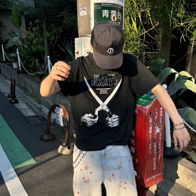 Grailz美式复古做旧剪刀印花短袖