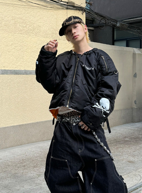 Graliz LEARL project G/R 25 FW 联名限定骷髅印花无领棉服夹克