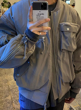 清仓GRAILZ LEARL秋冬飞行夹克棉服棉衣多口袋拉链宽松外套男廓形