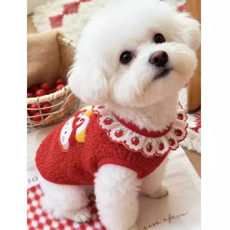 狗狗新年衣服2026宠物比熊泰迪小狗过年喜庆马甲秋冬新款加厚保暖