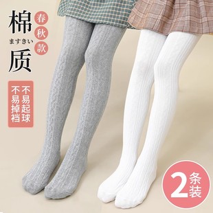 连裤袜女童打底袜春秋薄款打底裤纯棉宝宝舞蹈白色连体袜儿童裤袜