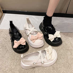 厚底增高jk制服单鞋 玛丽珍鞋 蝴蝶结小皮鞋 夏季 子配裙子 女2026新款