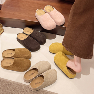 一脚蹬懒人半拖鞋 时尚 春夏季 复古厚底勃肯包头拖女外穿2025年新款