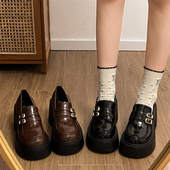 粗跟英伦风小皮鞋 法式 女2026新款 棕色玛丽珍女鞋 高跟鞋 增高乐福鞋