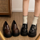 粗跟英伦风小皮鞋 法式 女2026新款 棕色玛丽珍女鞋 高跟鞋 增高乐福鞋