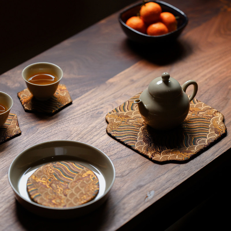 双姊妹手作织锦缎茶杯布垫杯托防滑隔热垫手缝禅意质感手小茶壶垫,居家布艺,茶席,淘宝优惠券,粉丝福利购,淘宝优惠卷