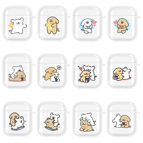 线条小狗耳机壳适用于苹果AirPods4代可爱小众pro第三代情侣卡通Airpods3代蓝牙保护壳