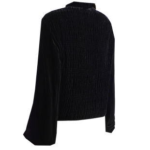 高端真丝丝绒上衣女2025秋中式立领弹力黑色衬衫桑蚕丝衬衣女长袖