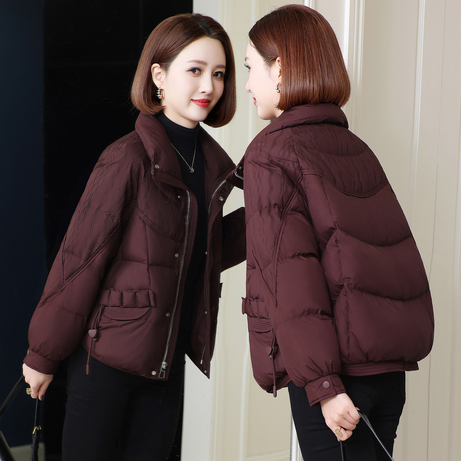 洋气短款羽绒服女2025冬小个子中老年妈妈装加厚90白鸭绒保暖外套,女装/女士精品,羽绒服,淘宝优惠券,粉丝福利购,淘宝优惠卷