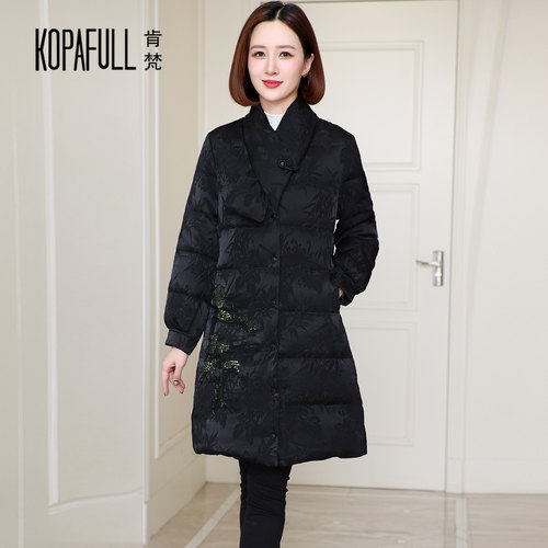 2025冬复古盘扣羽绒服女中长款