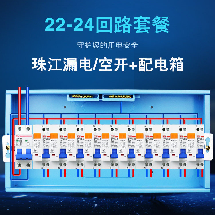 珠江漏电全套22位24回路+配电箱